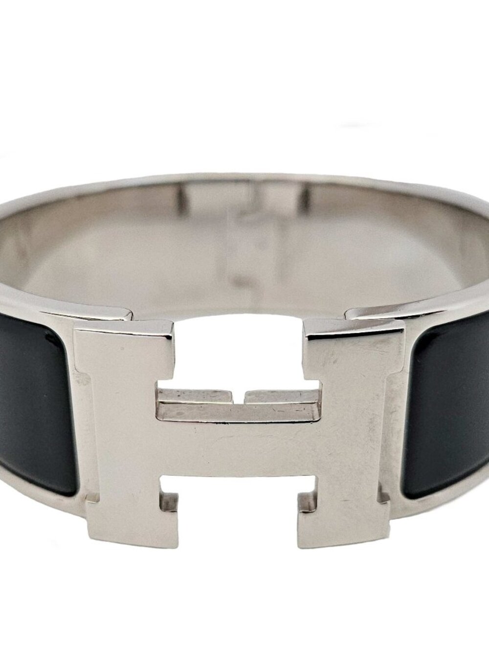 HERMES BLACK CLIC CLAC H WIDE PM ENAMEL BRACELET